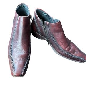 PIKOLINOS Burgundy Leather Ankle Boots